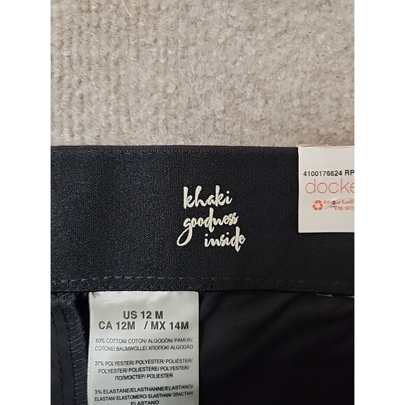 Dockers Sure Fit Khaki Pants Womens 12 Black Slimming Stretch Trouser NEW - Picture 8 of 10